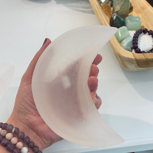 Selenite Moon Bowl Large