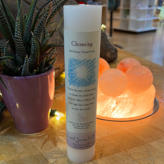 Cleansing- Crystal Journey Thin Pillar Candle