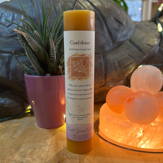 Confidence- Crystal Journey Thin Pillar Candle