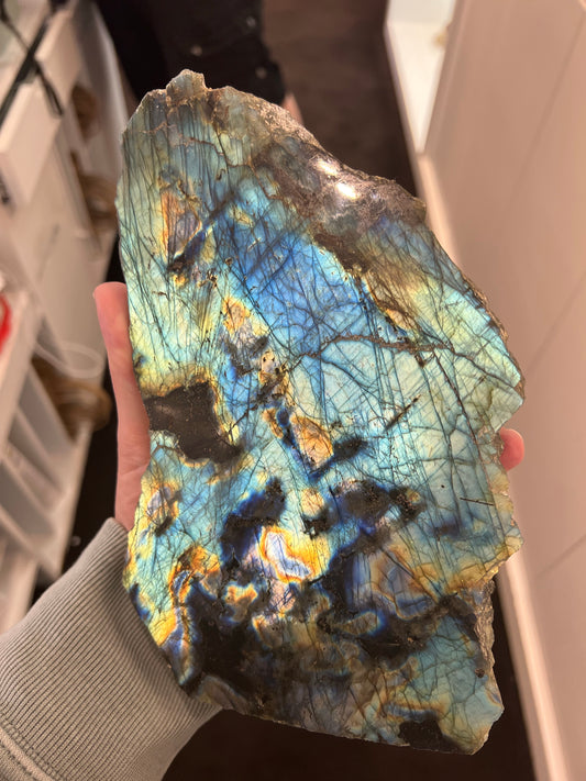 Large Half Polished Labradorite Freeform
