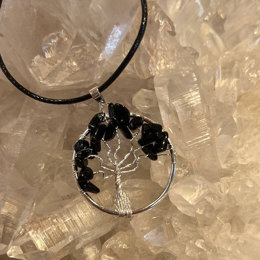 Black Obsidian Tree Of Life Necklace