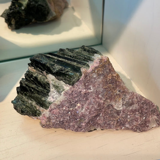 Green Tourmaline with Lepidolite