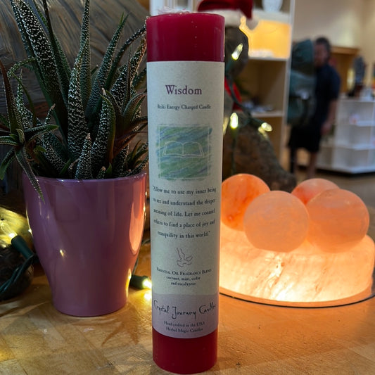 Wisdom- Crystal Journey Thin Pillar Candle