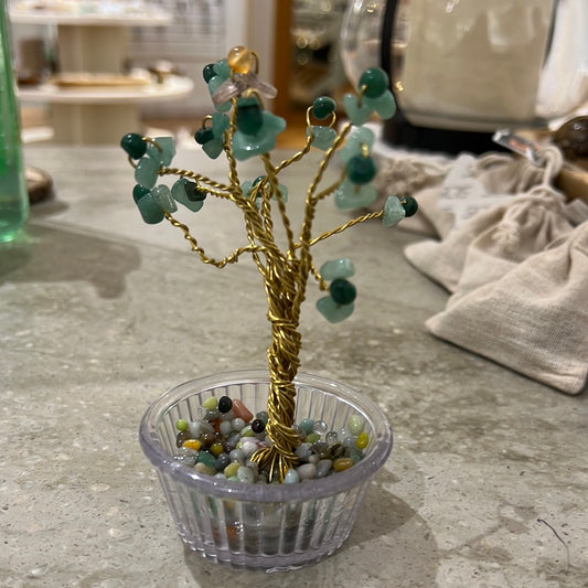 Fluted Glass Bowl With Pebbles Aventurine