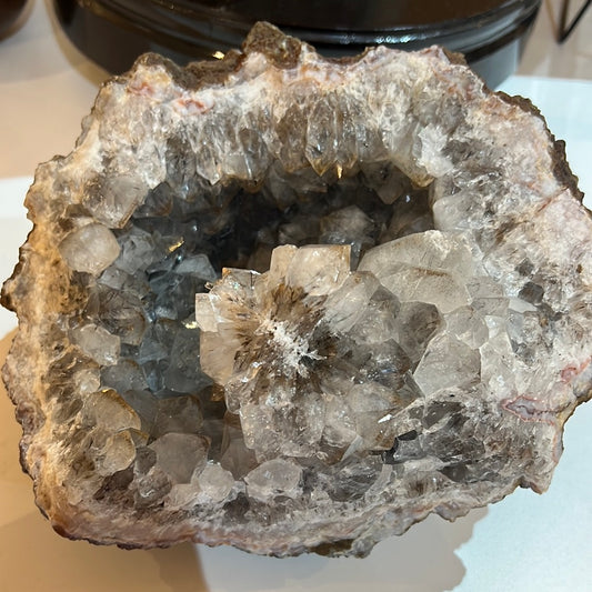 Quartz Geode With Tourmaline And Rutile Inclusions