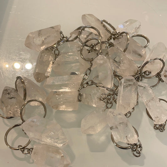 Clear Quartz Point Key Chain
