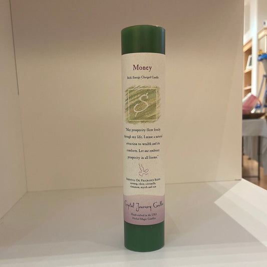 Money - Crystal Journey Thin Pillar Candle