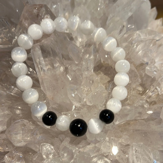Selenite With Black Tourmaline