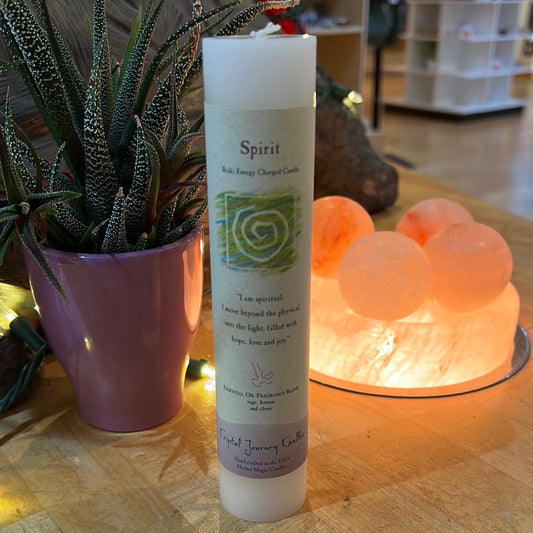 Spirit- Crystal Journey Thin Pillar Candle