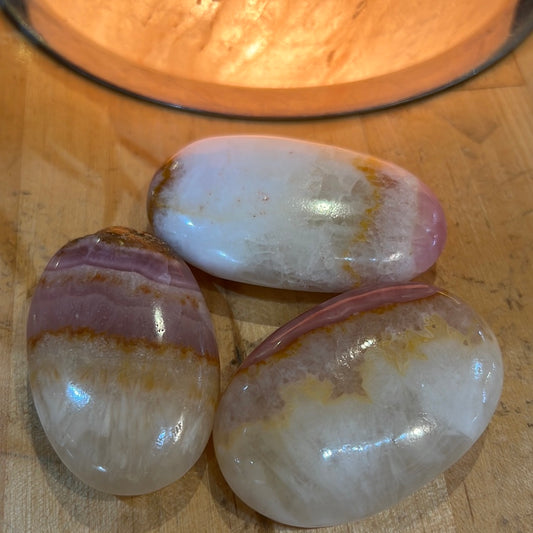 Pink Aragonite Palm Stone