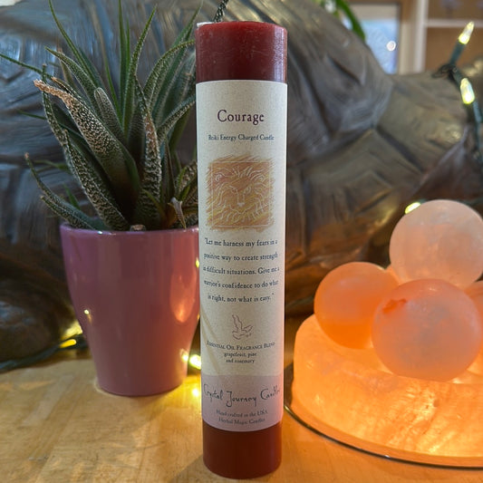 Courage- Crystal Journey Thin Pillar Candle