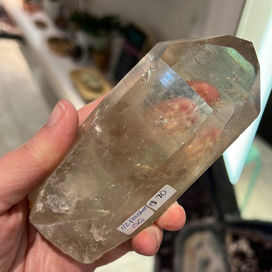 Half Polished Smoky Quartz Point